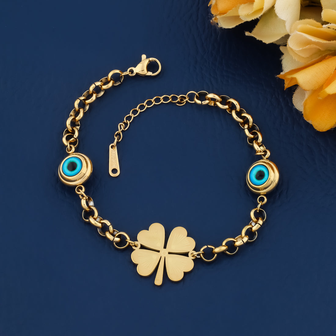 Four Leaf Evil Eye Bracelet