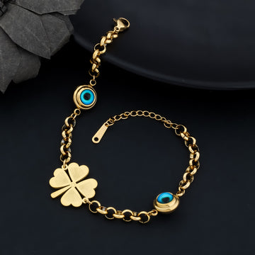 Four Leaf Evil Eye Bracelet