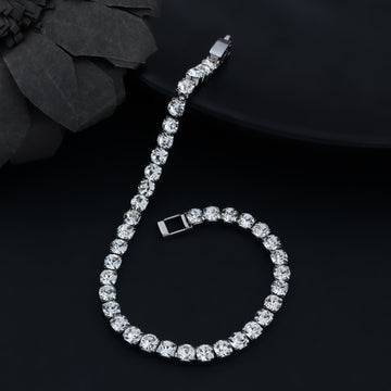 Silver Elite Box-Clasp Tennis Bracelet